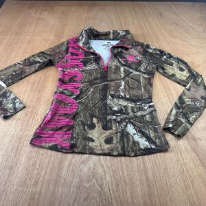 Mossy Oak Pink Camo 1/4 Zip Hunting Shirt Break Up Infinity Womens M
